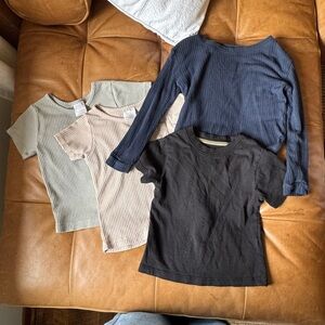 2T Boy’s Ribbed Long Sleeve and Short Sleeve Shirt Bundle (Mebie Baby, H&M)